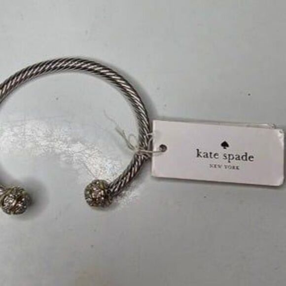 NWT Kate Spade Pave Silver Tone Twist Cuff Bracelet - Picture 2 of 3
